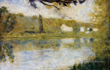 au bord mer Tableau Peinture - au bord de la rivière 1883